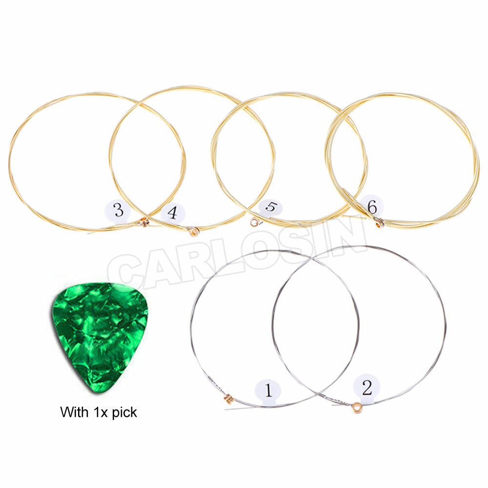 Acoustic Guitar Strings Steel Premium Light 6pcs with Free Pick