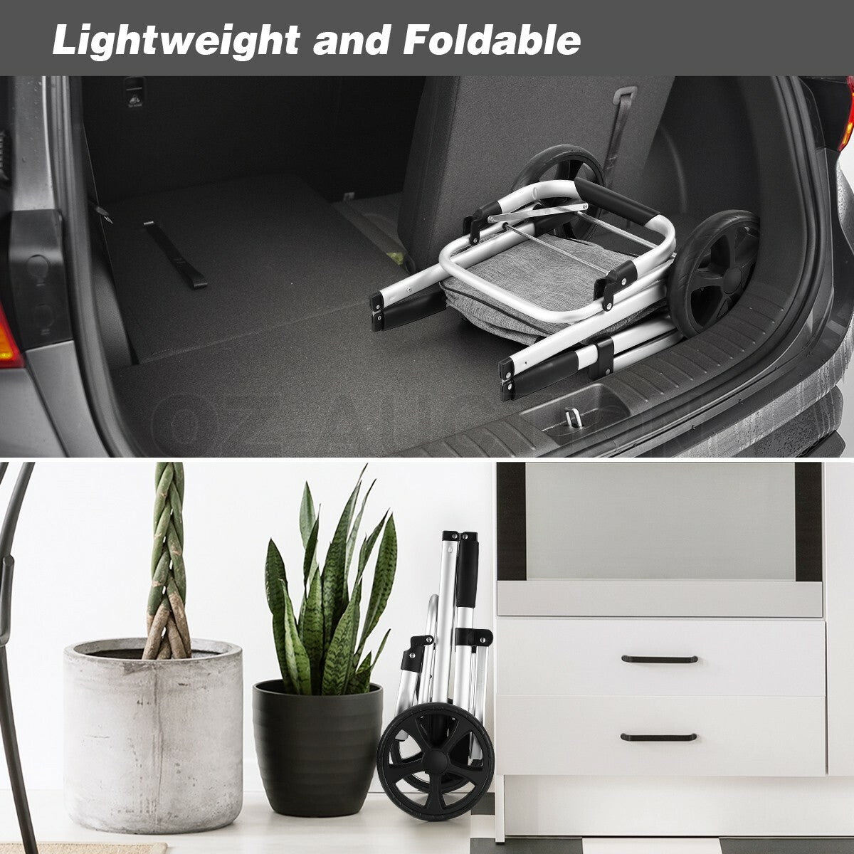 Aluminium Foldable Shopping Trolley Cart with Grocery Storage Bag