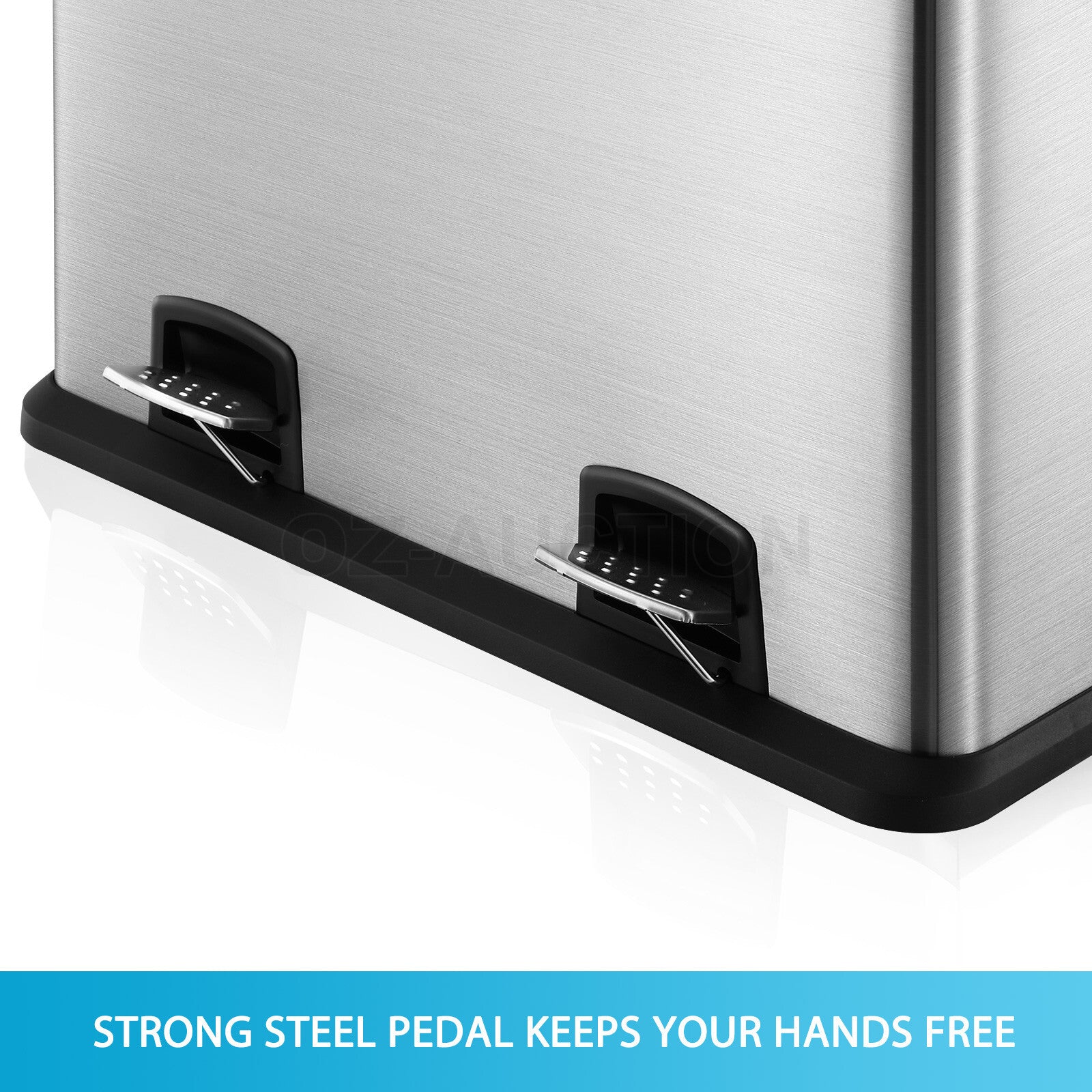 Maxkon 60L Stainless Steel Refuse Bin – Dual Pedal Kitchen Waste