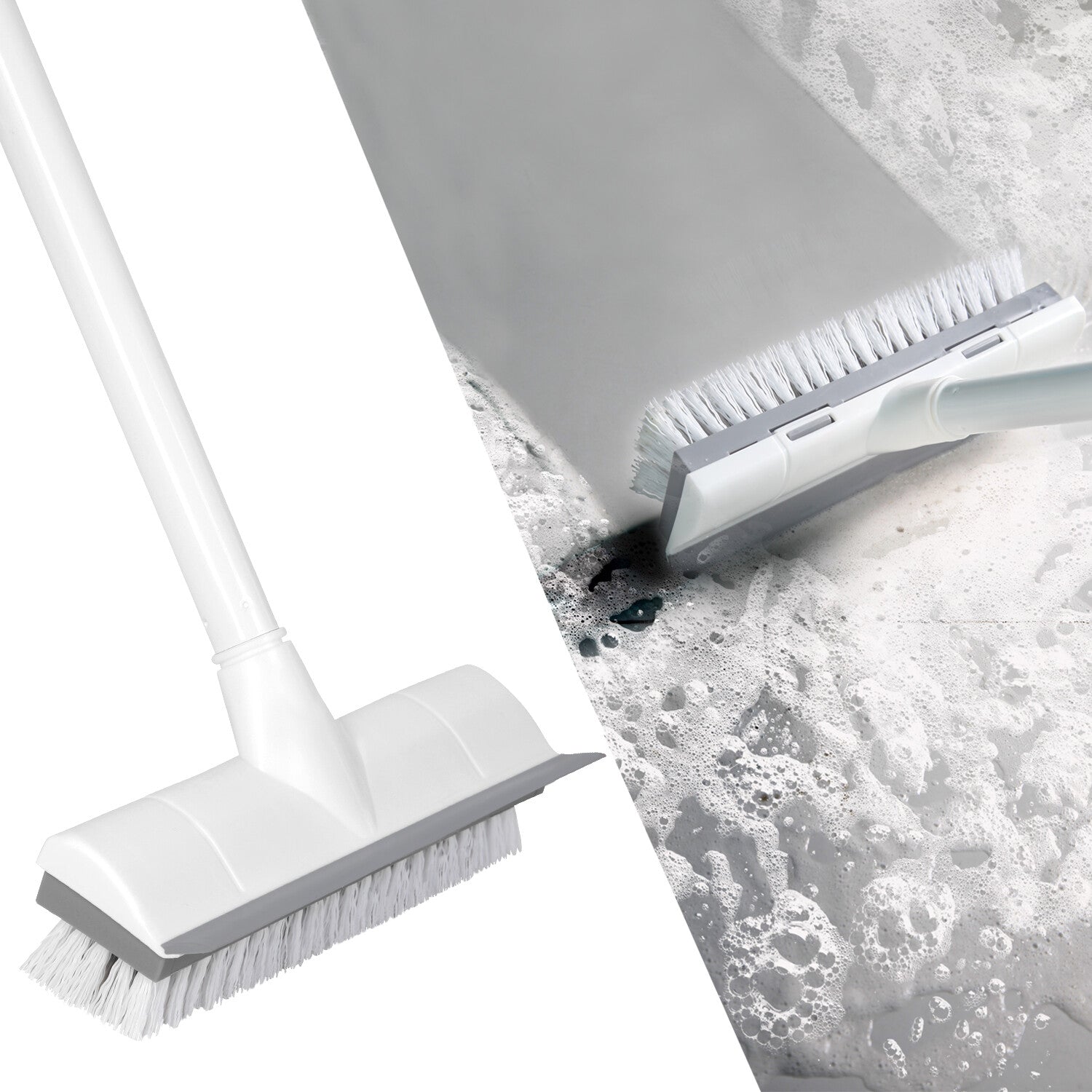 2-in-1 Long Handle Floor & Shower Brush – Bathroom & Kitchen Tiles
