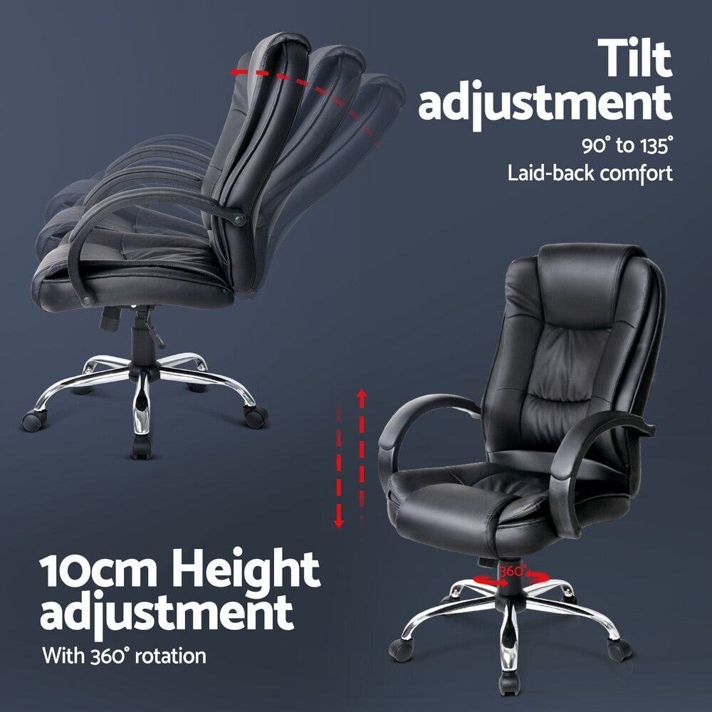 Executive Office Computer Gaming Chair PU Leather Tilt Black