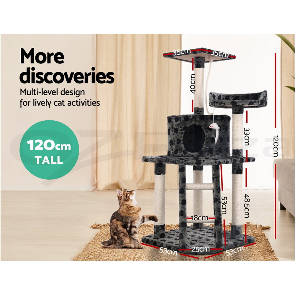 120cm Cat Tree Tower Scratching Post Bed Condo Toys