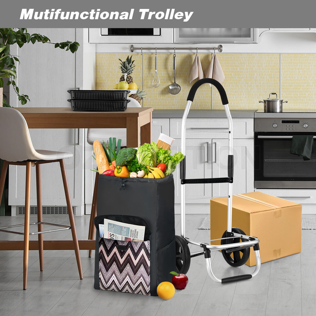Foldable Aluminium Shopping Trolley – Grocery Cart with Wheels, Black