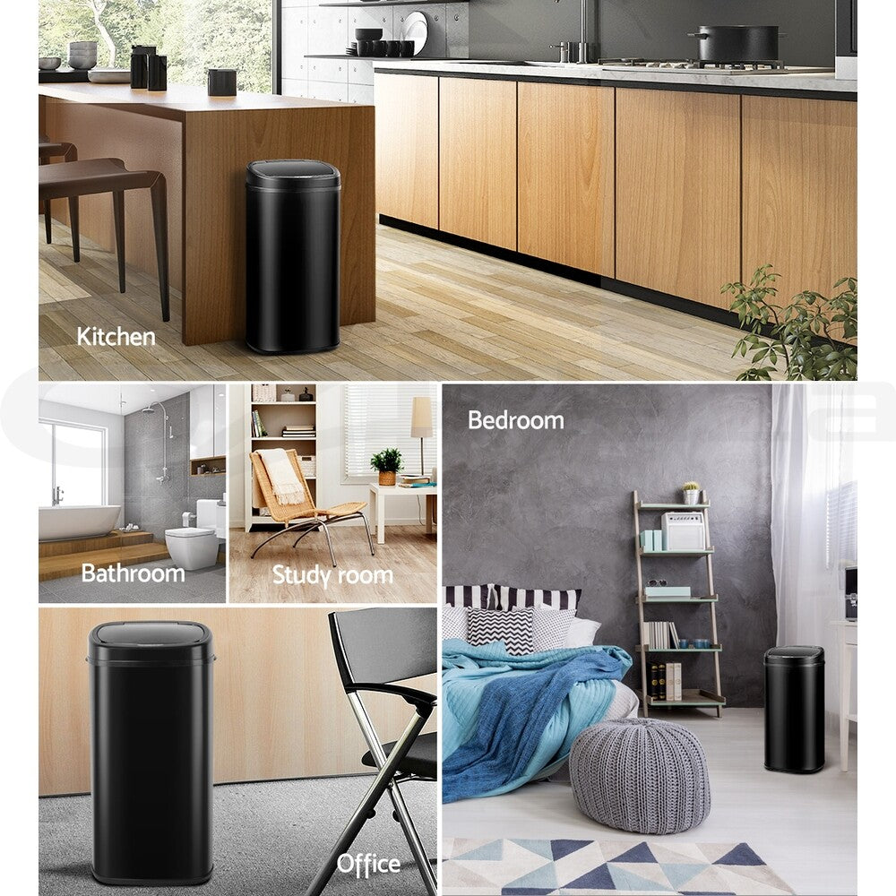 68L Motion Sensor Bin Automatic Trash Can Kitchen Black