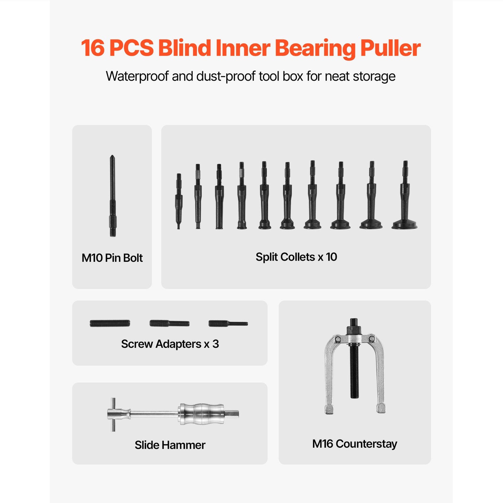 Uimoso 16pcs Blind Hole Bearing Puller Set Internal Extractor and Slide Hammer