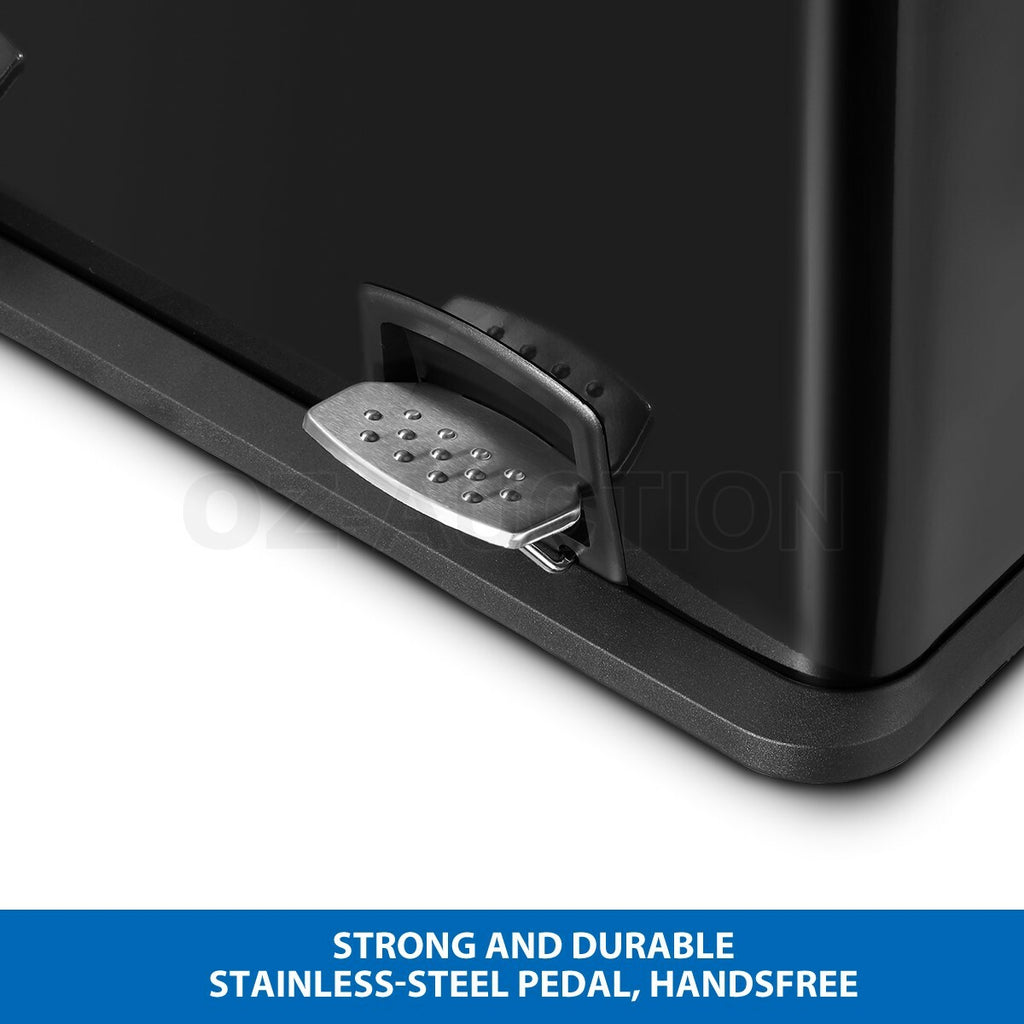 60L Maxkon Pedal Bin – Dual Compartment Rubbish & Recycling Can