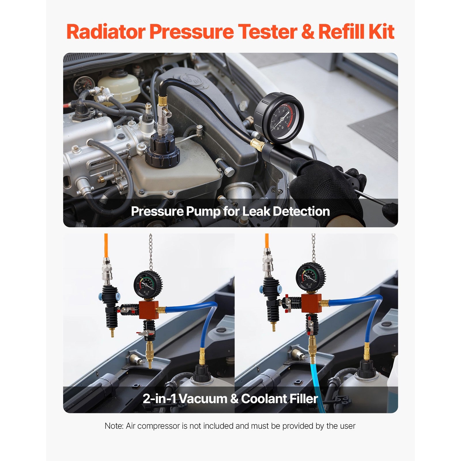 Uimoso 47-Piece Coolant Pressure Tester & Radiator Vacuum Refill Kit