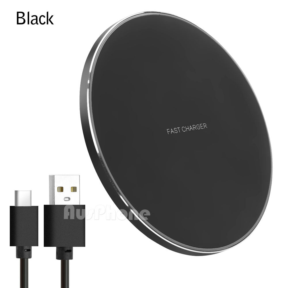 Fast Wireless Charger Pad iPhone 14–17 Samsung S24 S25