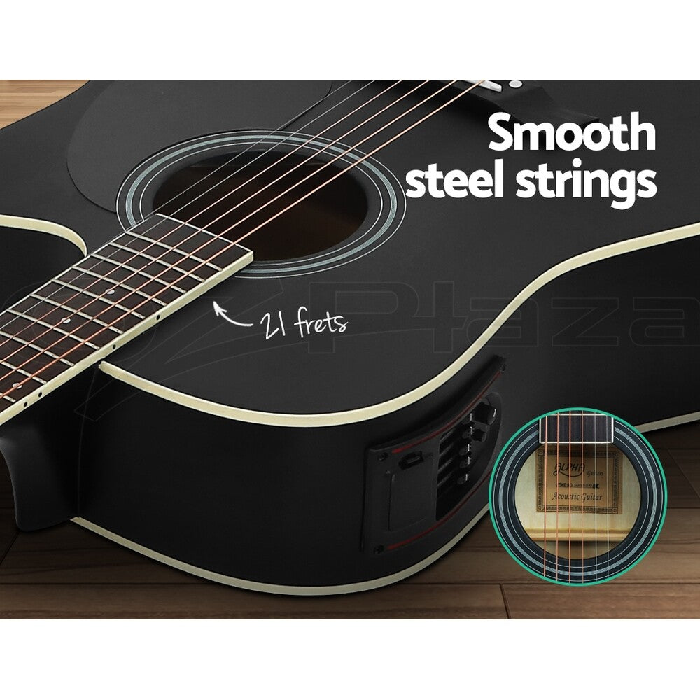 Alpha 41” Electric Acoustic Classical Guitar Full Size EQ Black