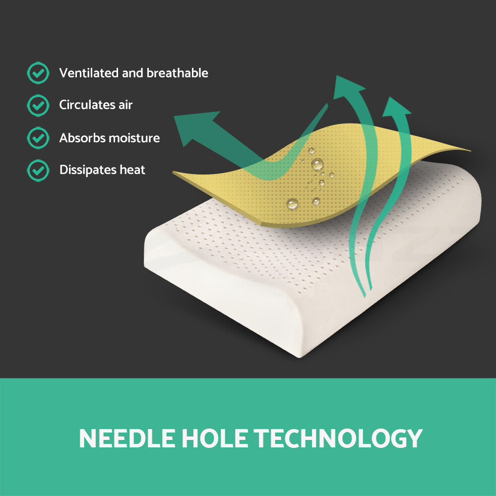 Natural Talalay Latex Pillow Contour 2-Zone with Cover