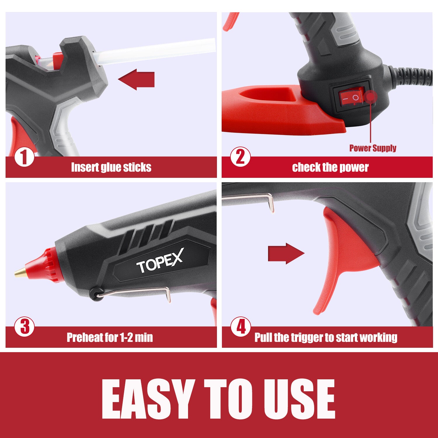 100W Hot Melt Glue Gun – Electric Craft with 10 Glue Sticks