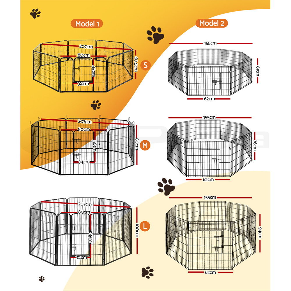 8 Panel Foldable Metal Dog Puppy Playpen Enclosure