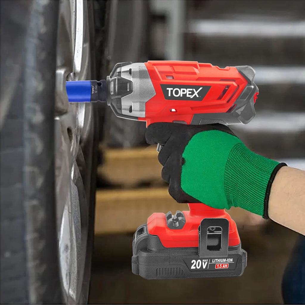 2-in-1 20V Cordless Impact Wrench – Driver with 1/2" Sockets & Battery