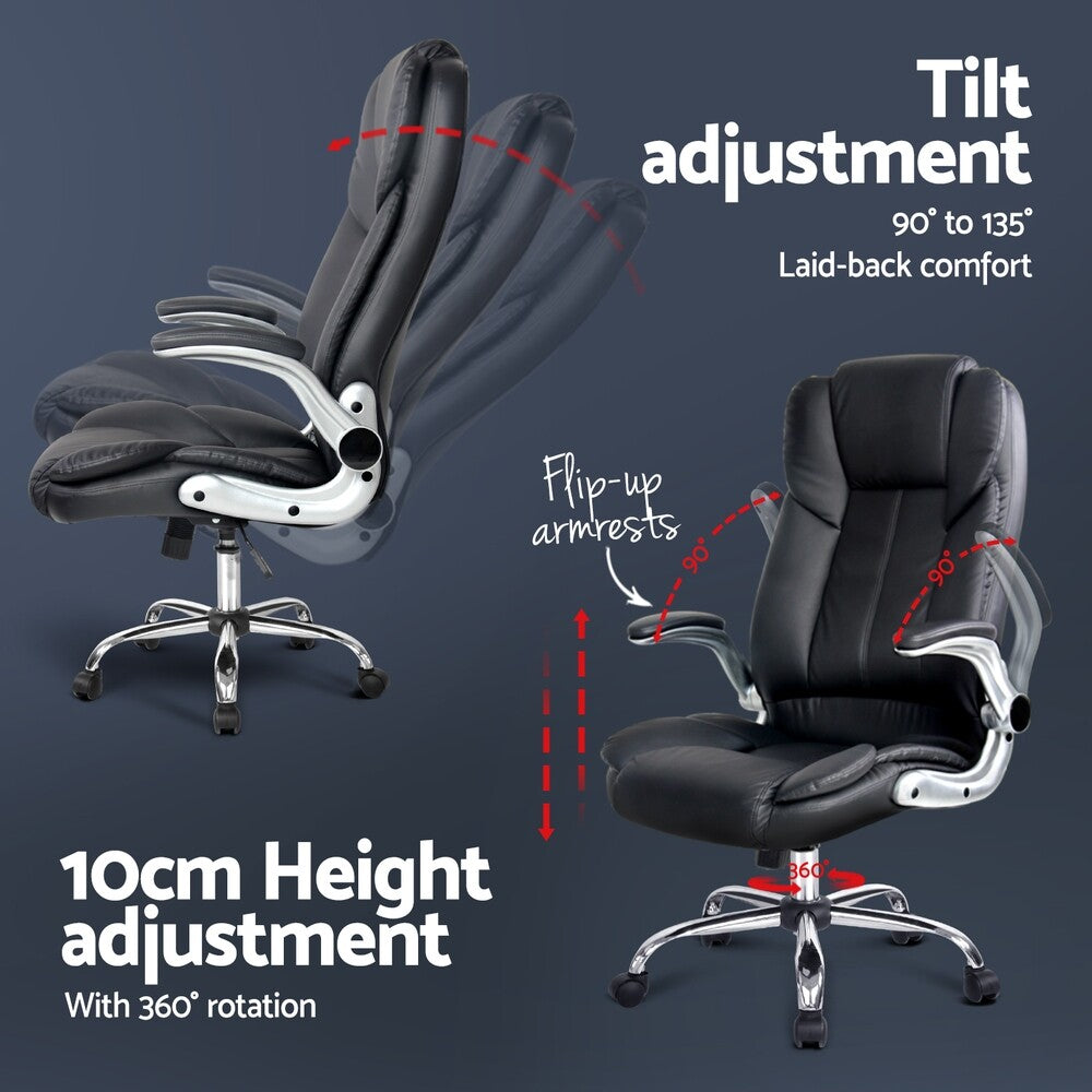 Executive Office Computer Gaming Chair PU Leather Tilt Black