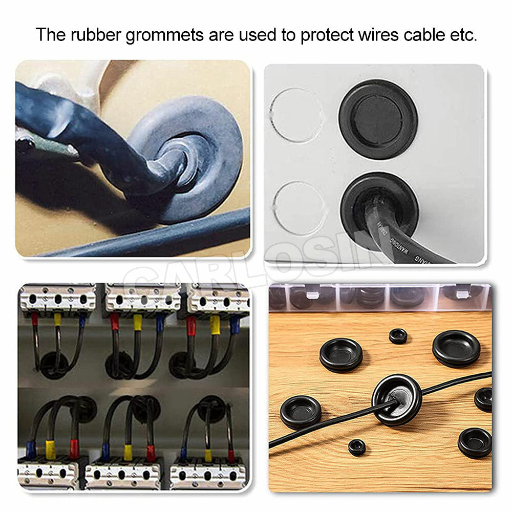 200pcs Rubber Grommet Assortment Set Wire Gasket Hole Plug AU