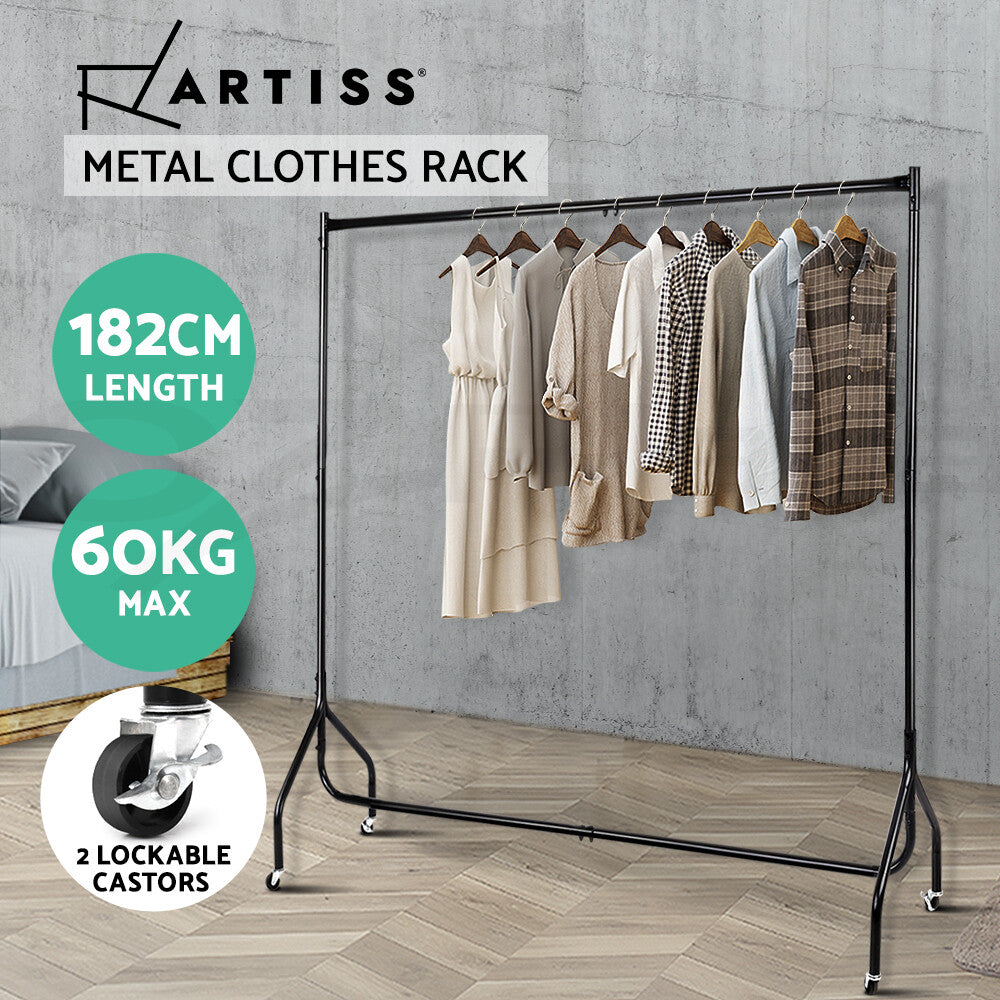 Clothes Rack 6FT Metal Garment Hanger Stand with Wheels