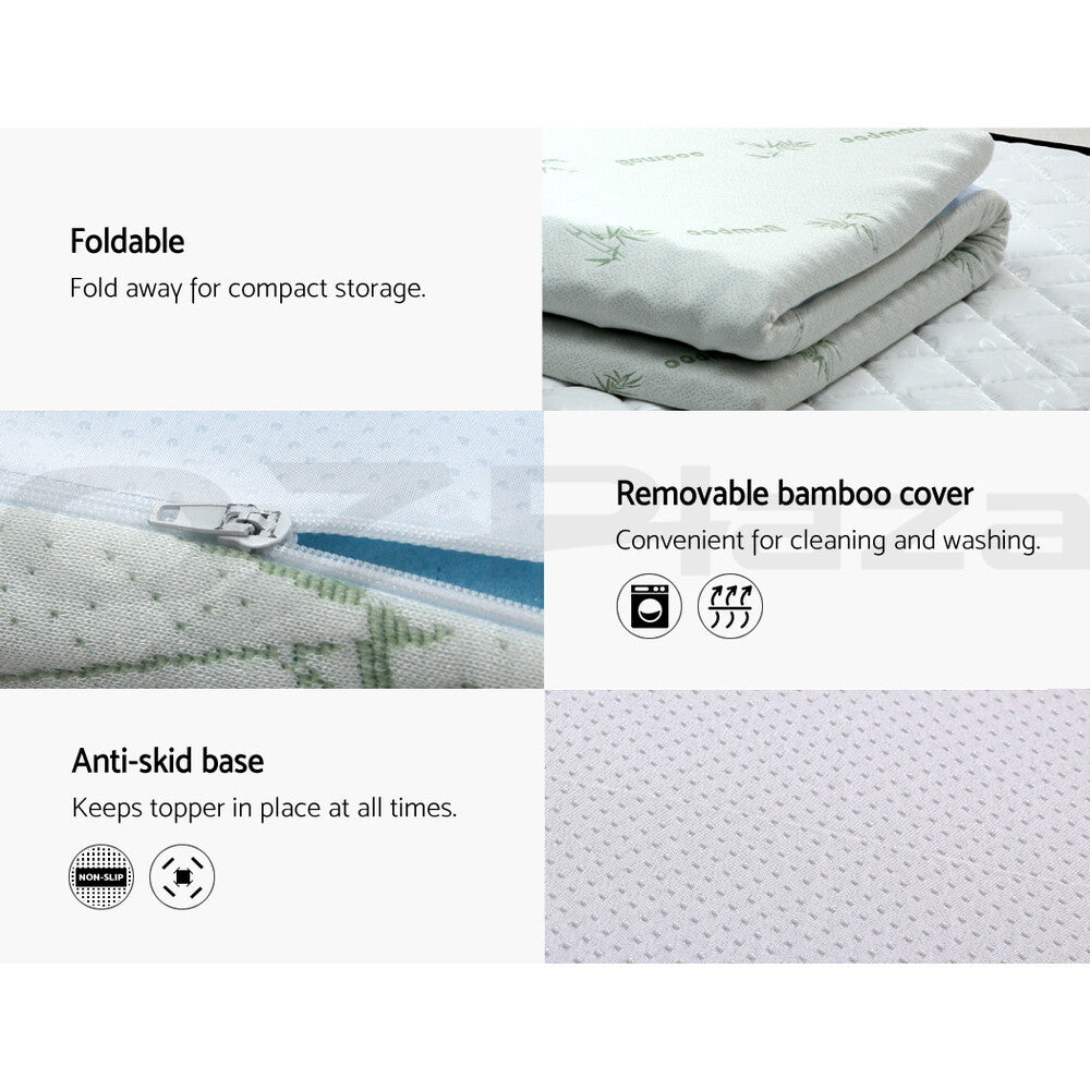 8cm Memory Foam Mattress Topper Cool Gel Bamboo 7-Zone