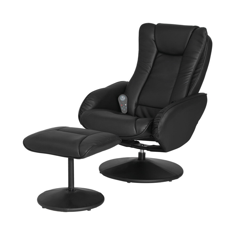 Electric Massage Recliner Chair Leather Heated Lounge Sofa Black