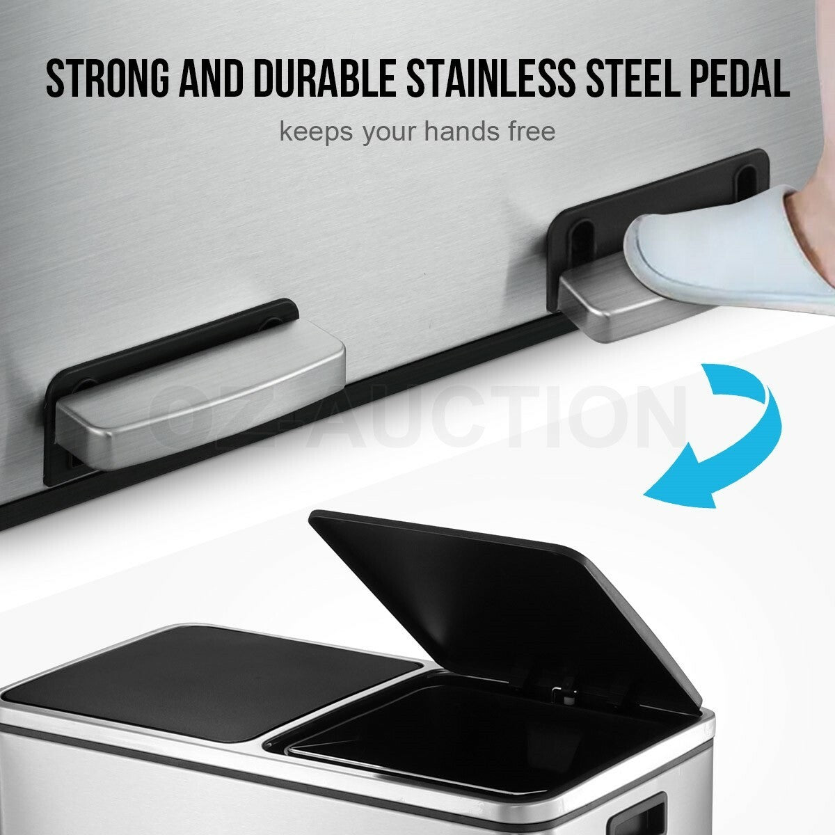 Maxkon 60L Pedal Rubbish Bin – Kitchen Waste Trash & Recycling Can