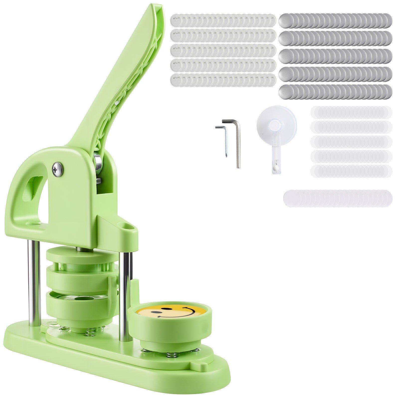 Uimoso Button Maker Machine with 58 mm Mold and 100 Button Components - Green