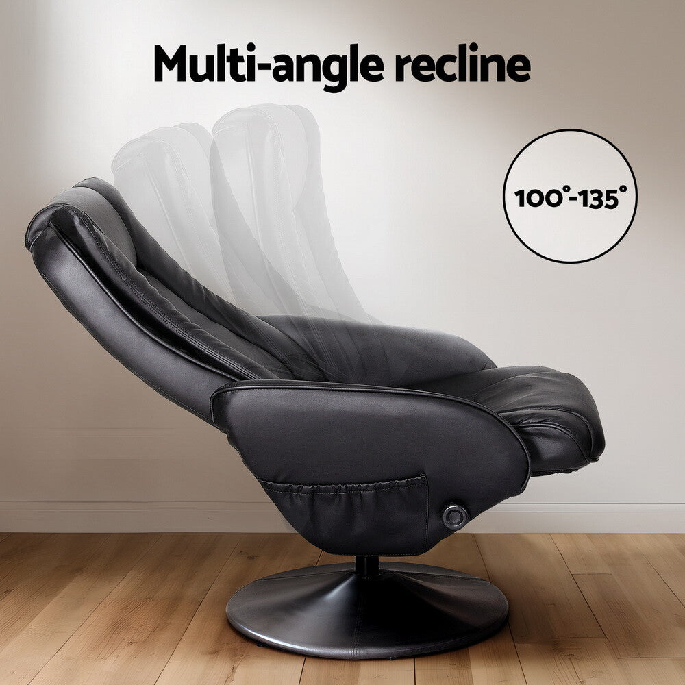 Electric Massage Recliner Chair Leather Heated Lounge Sofa Black