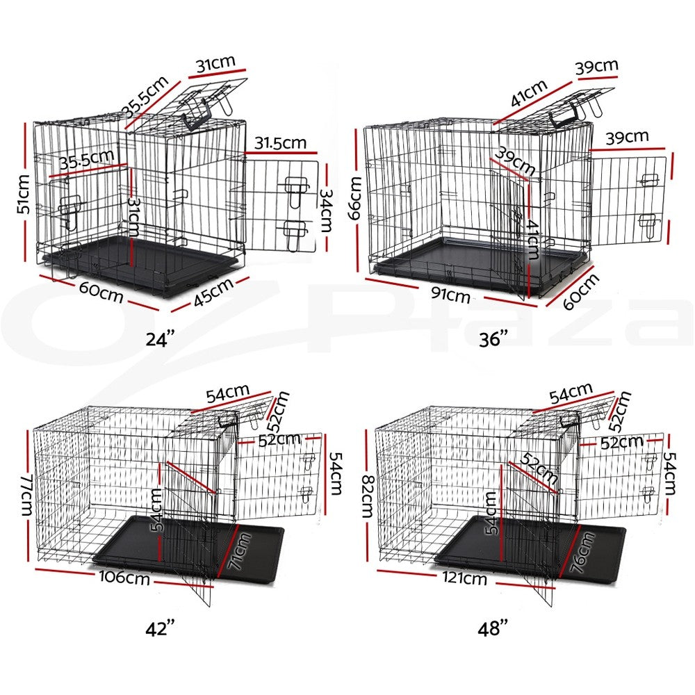 Dog Cage Crate Metal Kennel Cat Playpen Large 24–48"