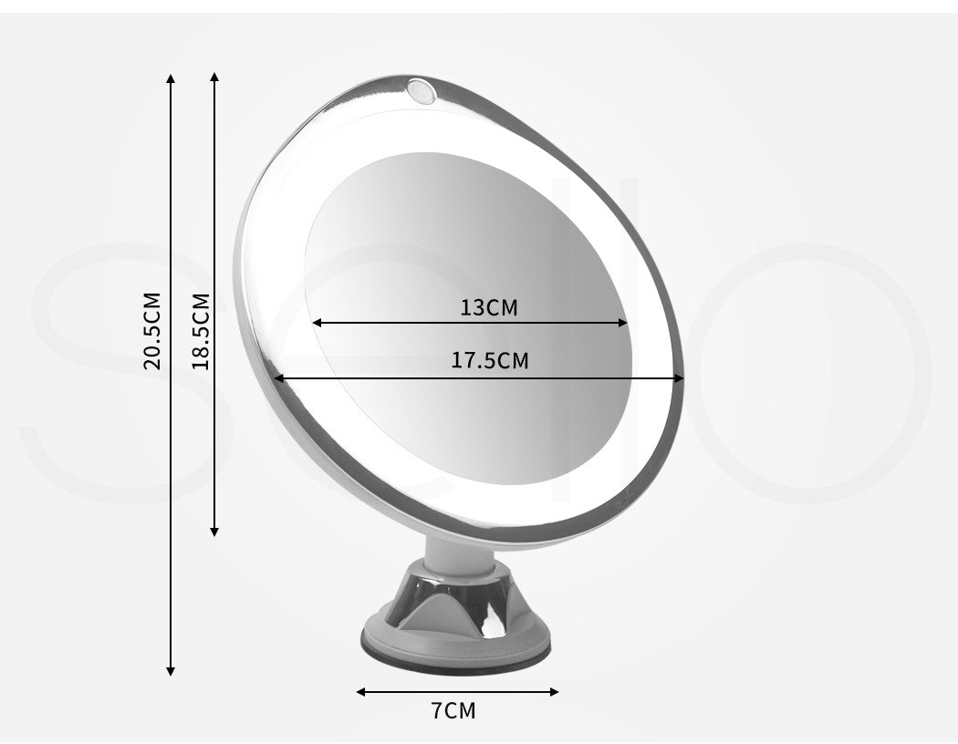 10x Magnifying Makeup Mirror – LED Light, 360° Rotating Cosmetic Mirror