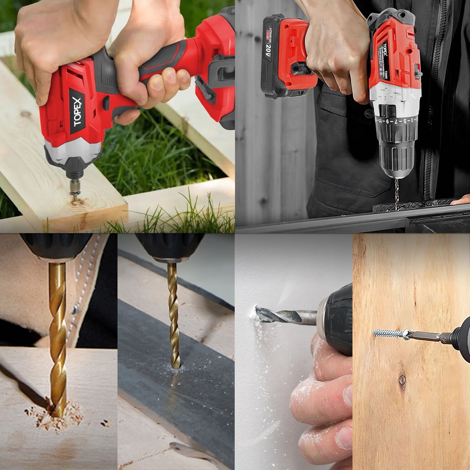 20V Cordless Drill & Impact Driver Kit – Grinder, Saw & LED Torch