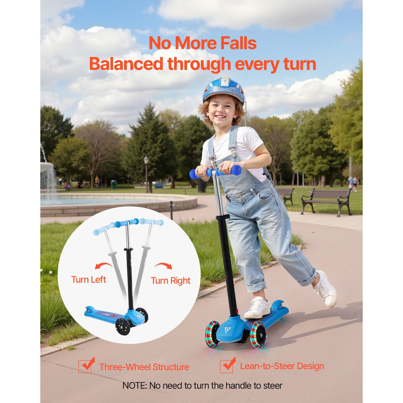Uimoso Kick Scooter for Kids Ages 3+ with 3 Wheels, Adjustable Height, Blue