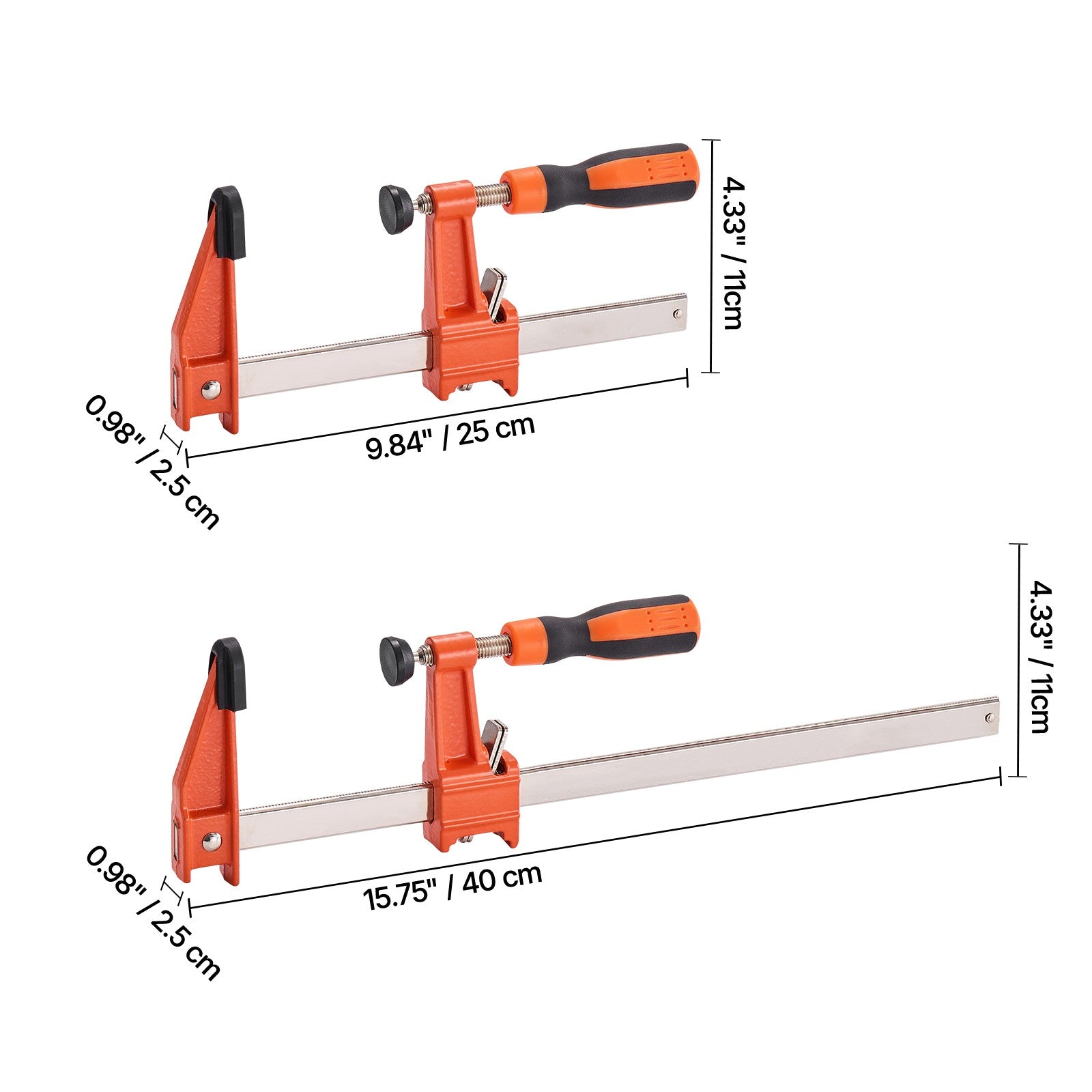 Uimoso Woodworking Bar Clamps 2-Pack 15.24cm & 30.48cm Lockable F Clamp Set