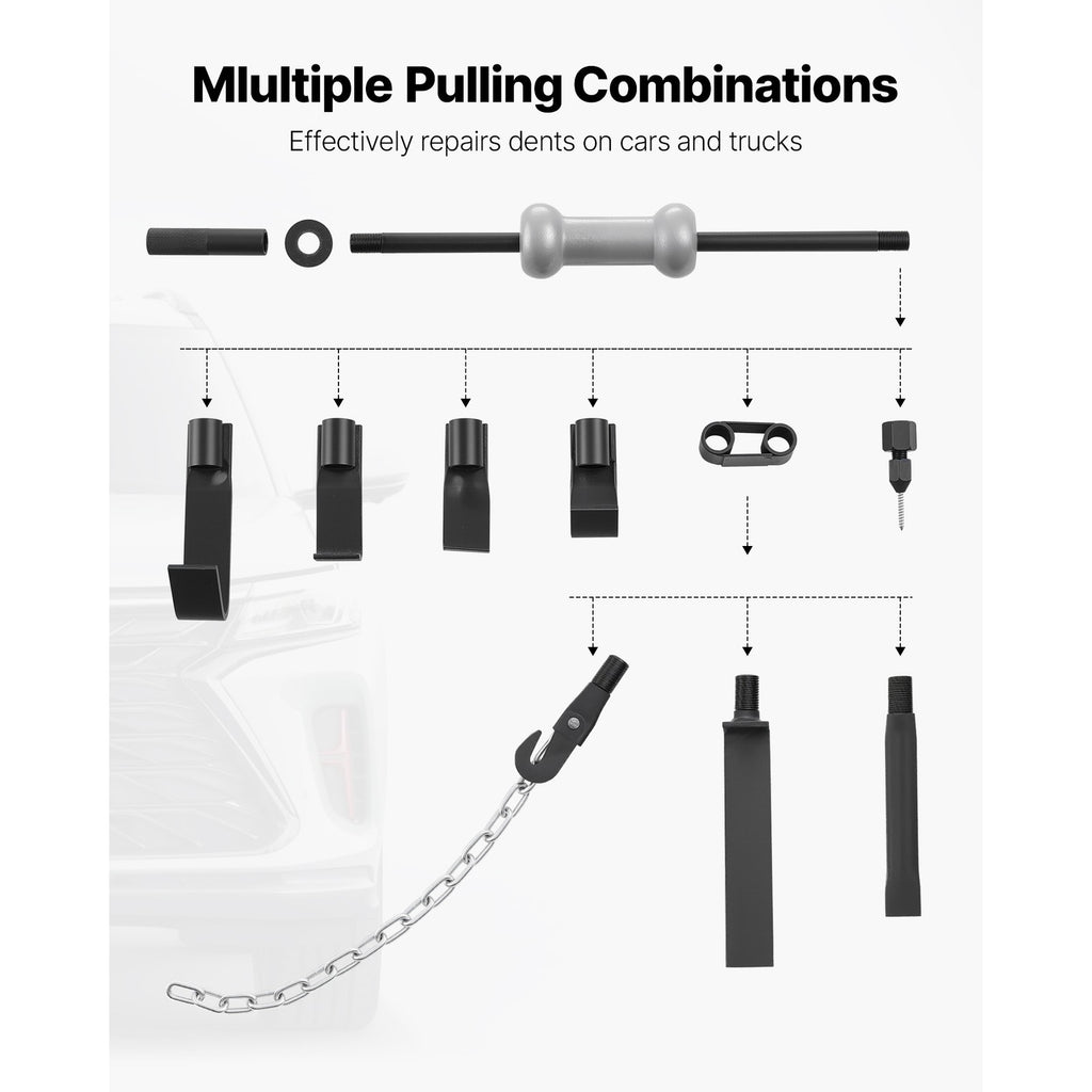 Uimoso 13 PCS Dent Puller Kit Slide Hammer Tool Set Hub Bearing Auto Body Repair