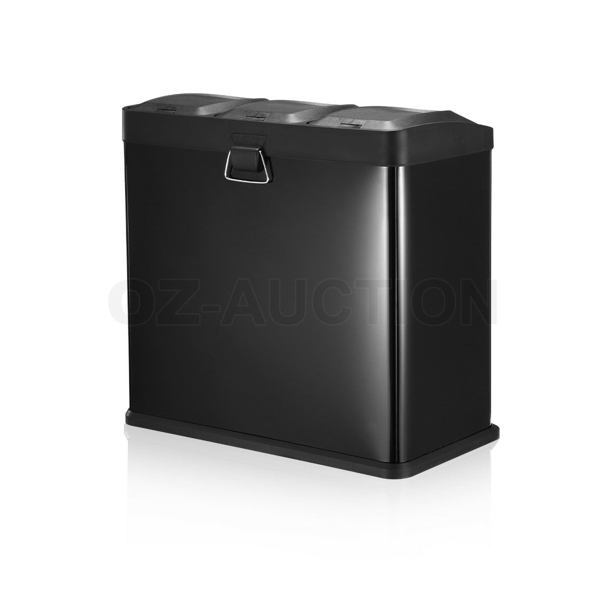 Maxkon 54L Pedal Rubbish Bin Triple Compartment Waste Can Black