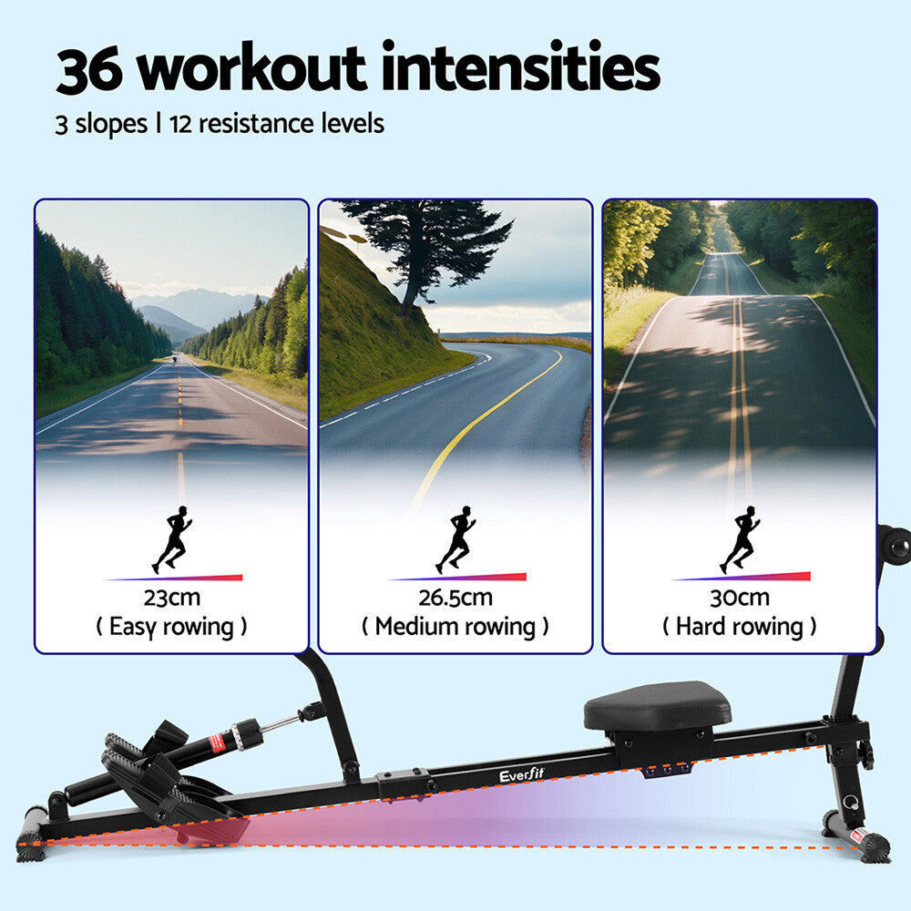 12 Level Hydraulic Rowing Machine Cardio Fitness Rower