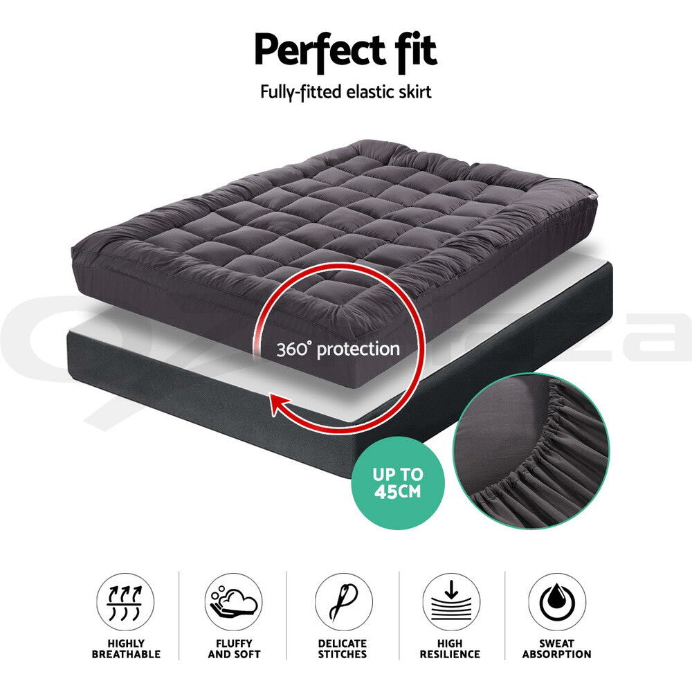 Bamboo Charcoal Pillowtop Mattress Topper Protector Cover