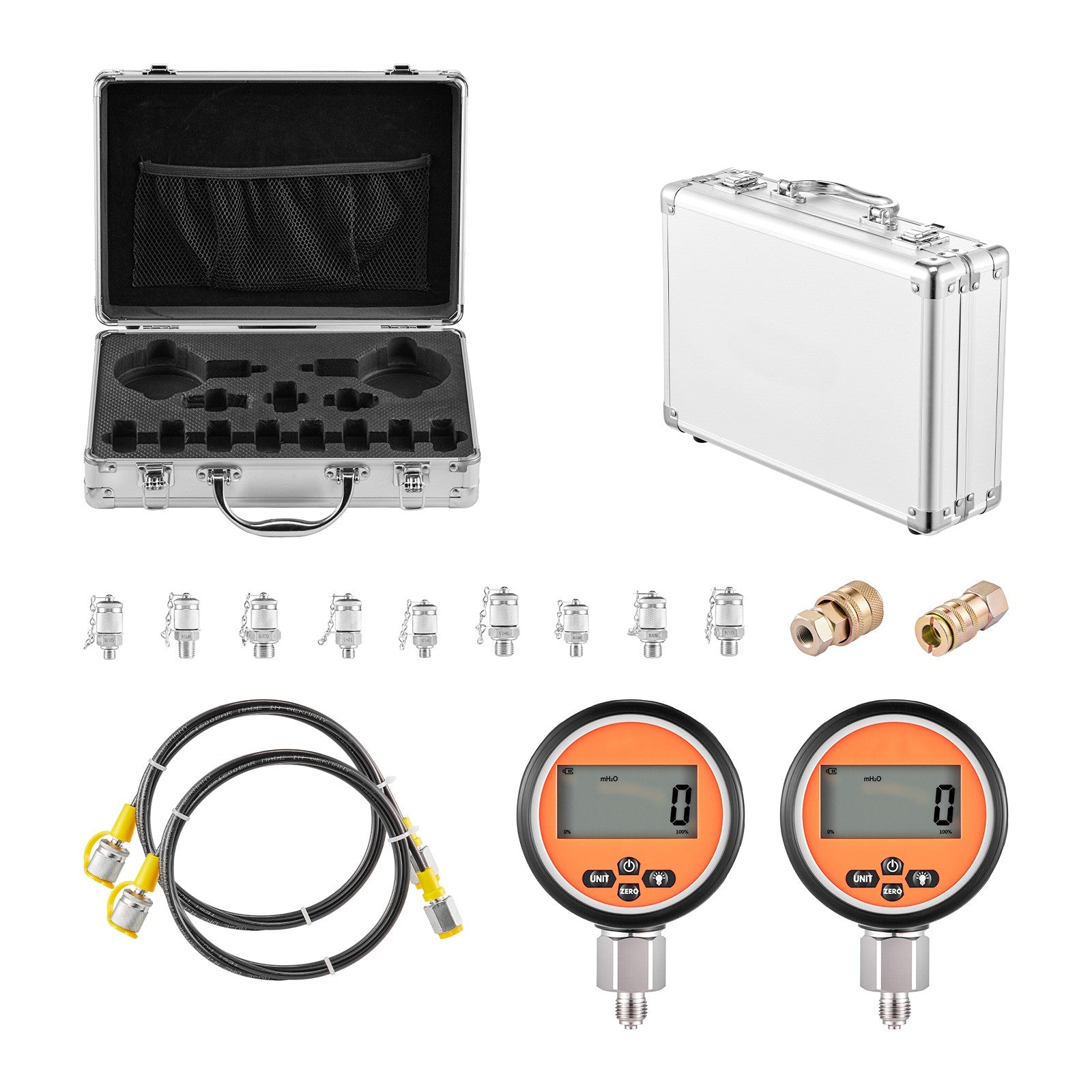 Uimoso Digital Hydraulic Pressure Test Kit with 700 Bar, 2 Gauges, 9 Couplings