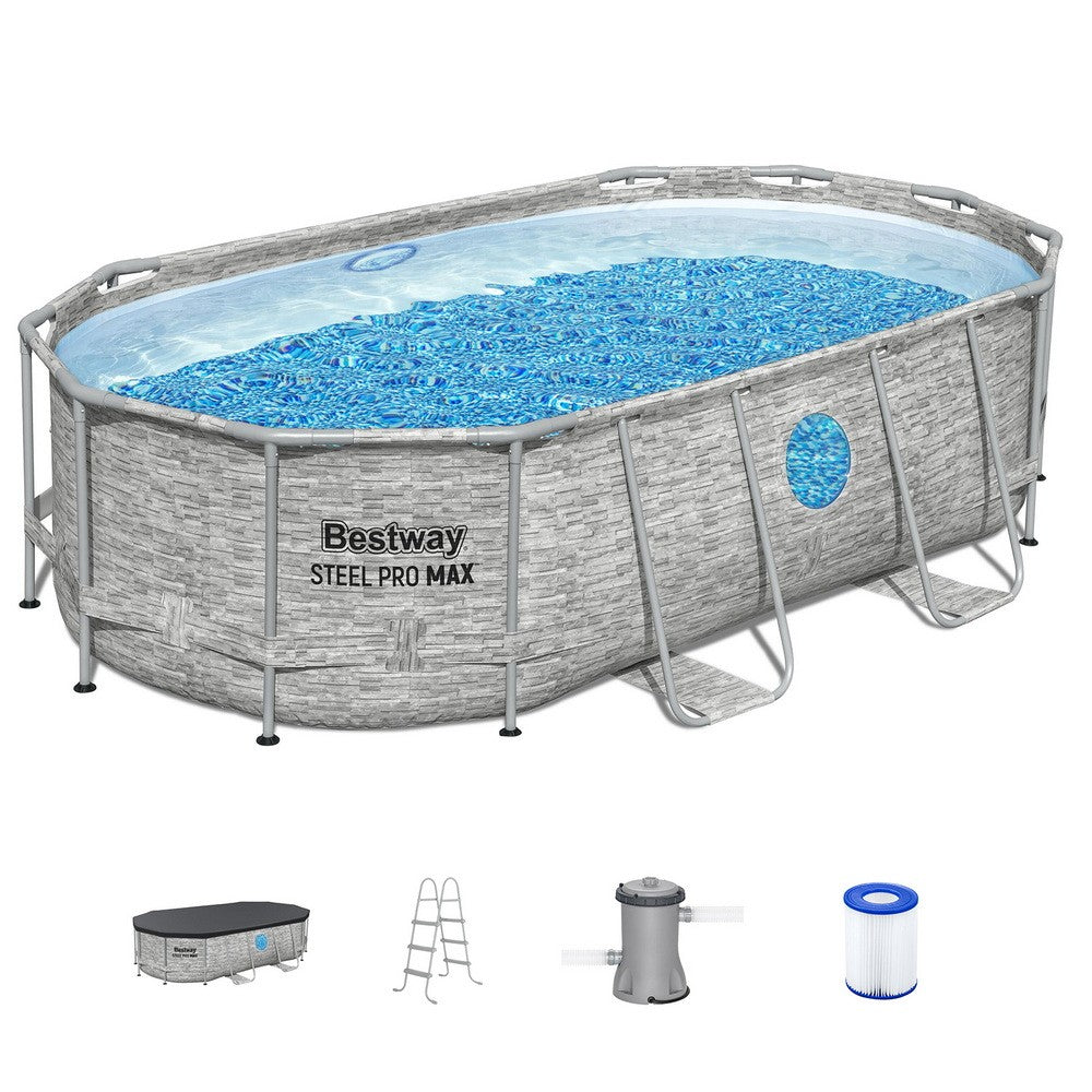 Steel Frame Above Ground Pool Filter Pump Ladder 427x250x100cm