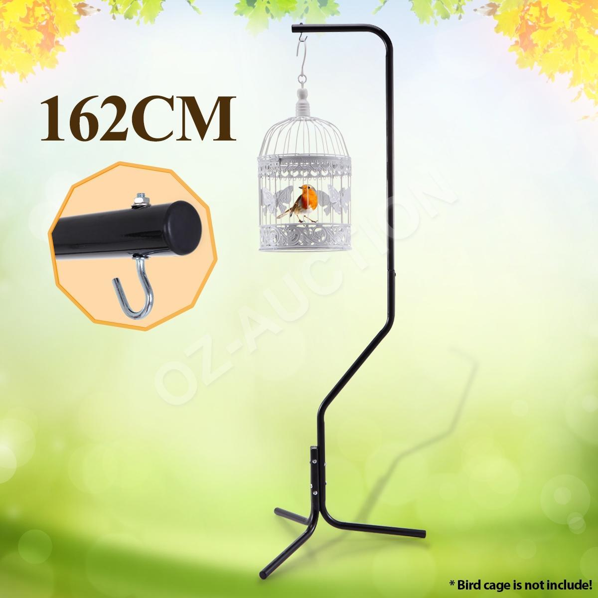 162cm Black Iron Tube Bird Cage Hanger Stand with 3-Leg Support