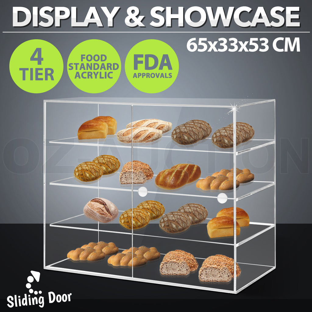 Acrylic 4-Tier Bakery Display Cabinet – Cakes, Donuts & Pastries, 5mm