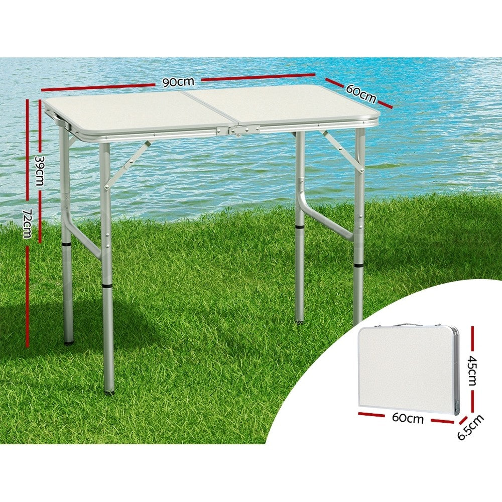 Weisshorn Folding Camping Table Adjustable Portable Picnic Outdoor BBQ Desk 90CM