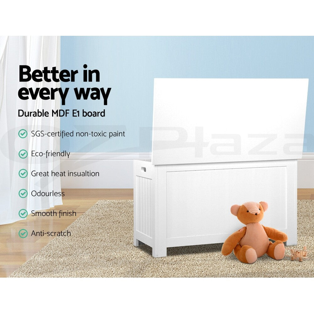 Kids Toy Box Storage Chest Blanket Organiser White