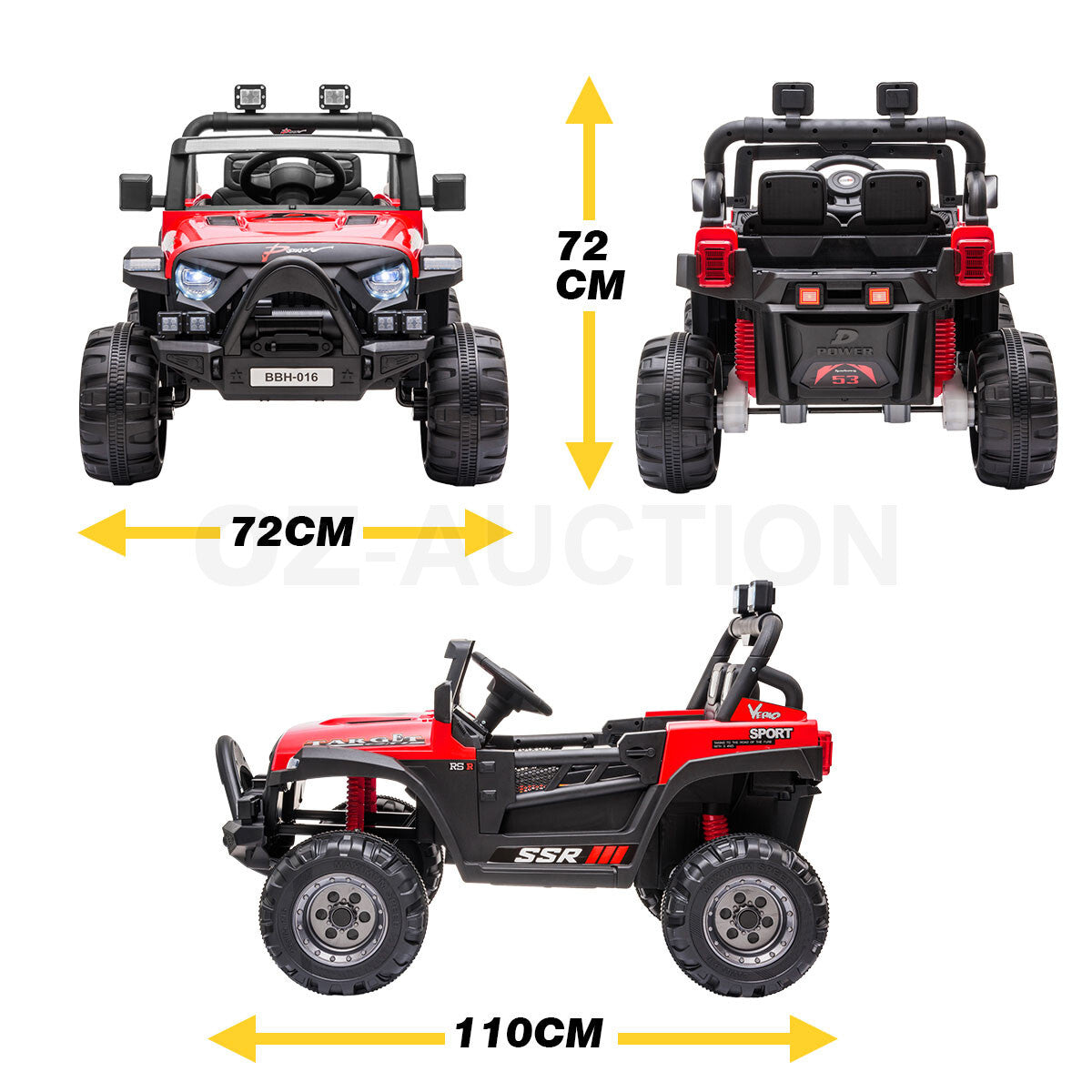 Electric Ride-On Car – Off-Road RC Jeep Truck Toy for Kids, Red