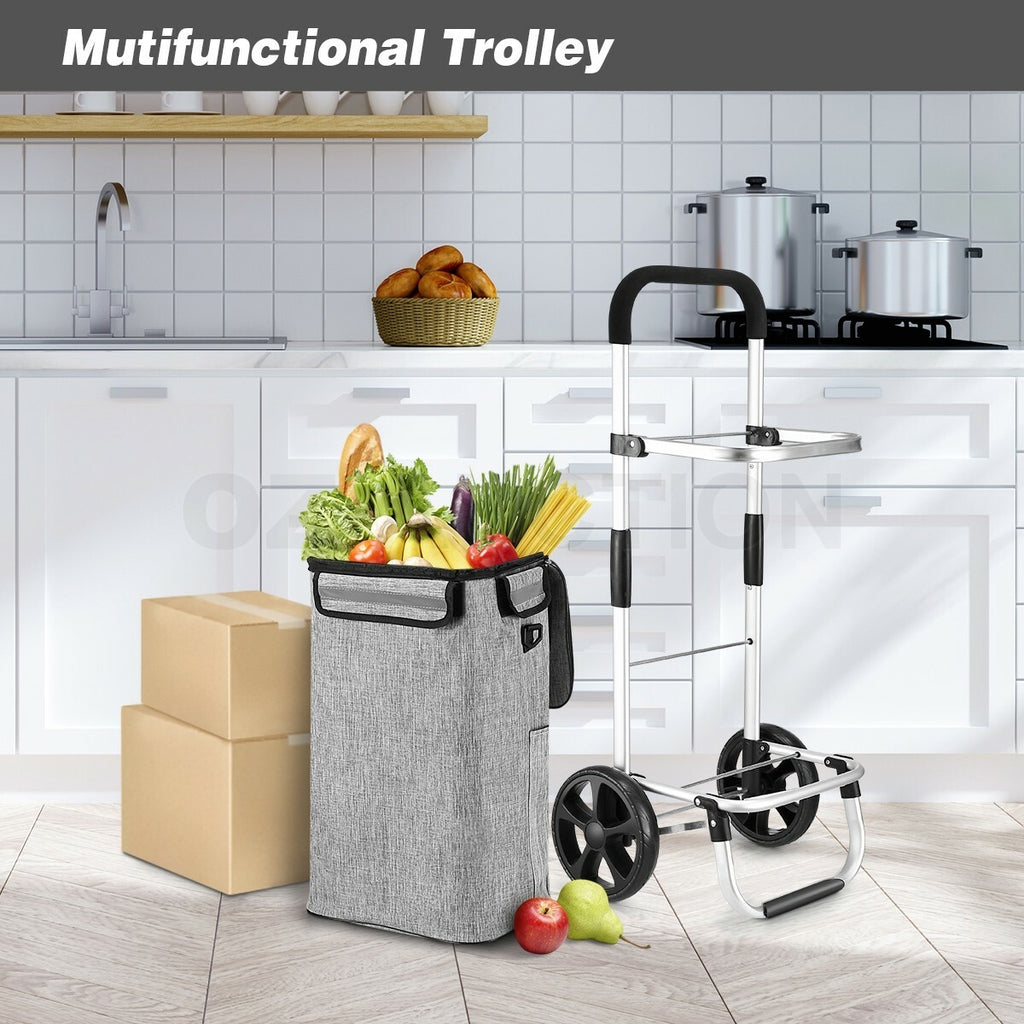 Aluminium Foldable Shopping Trolley Cart with Grocery Storage Bag