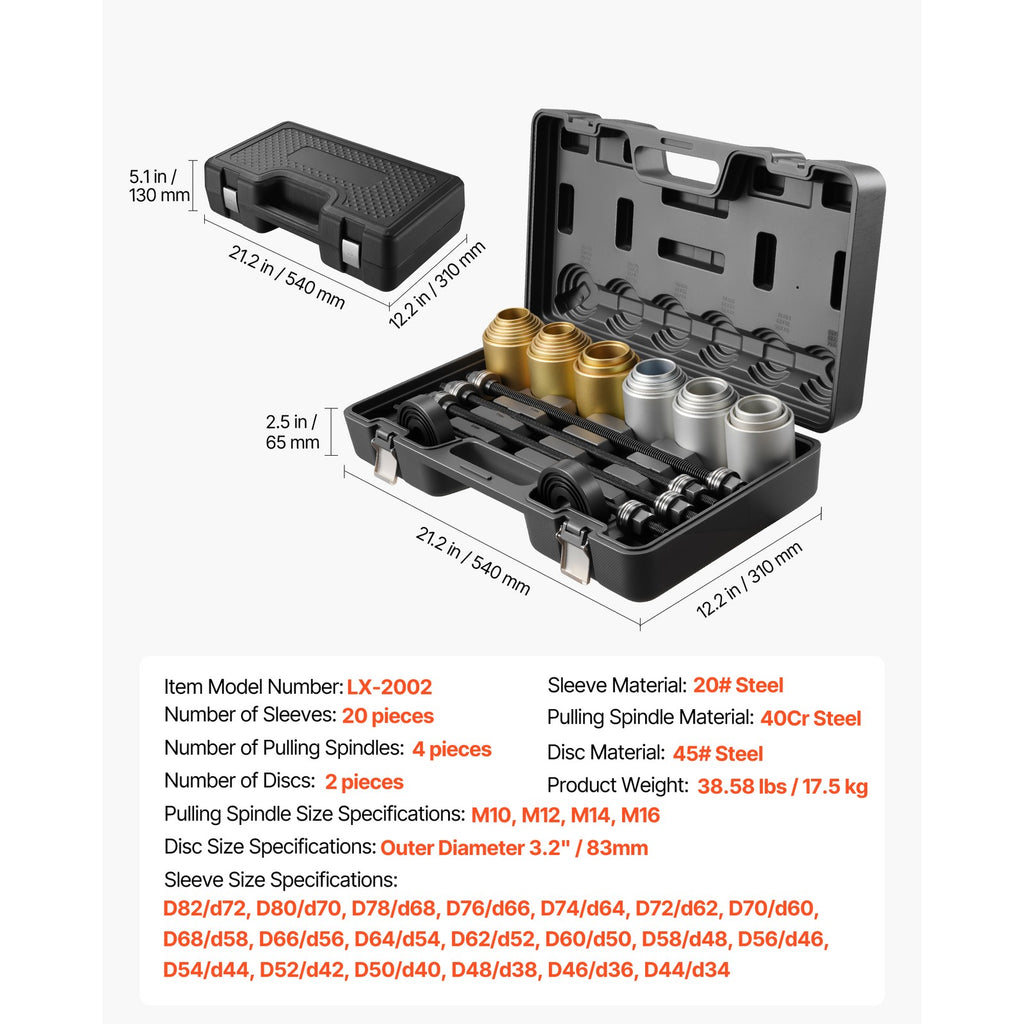 Uimoso 26 PCS Pull & Press Sleeve Kit for Bush Bearing Removal and Installation