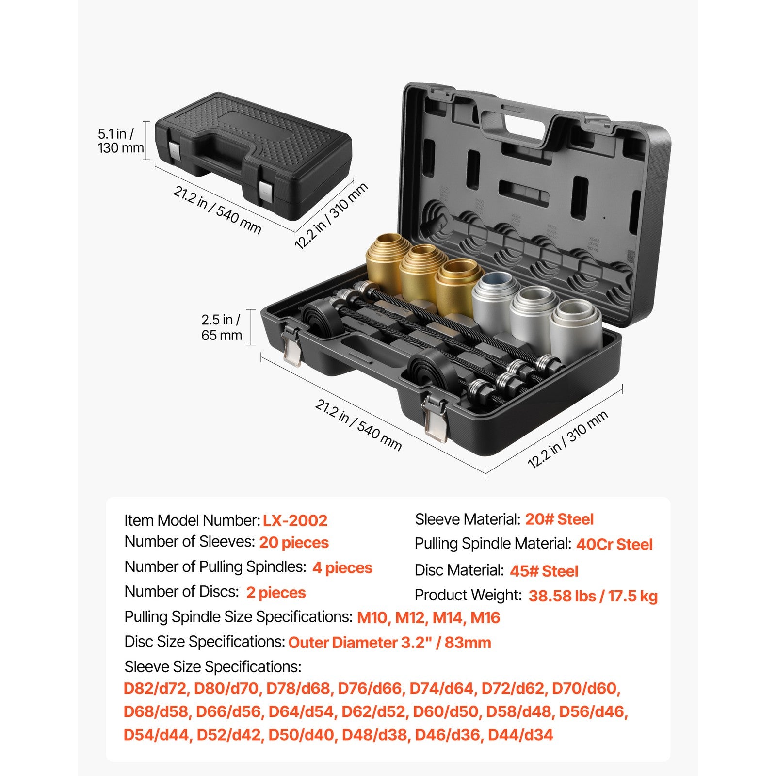 Uimoso 26 PCS Pull & Press Sleeve Kit for Bush Bearing Removal and Installation
