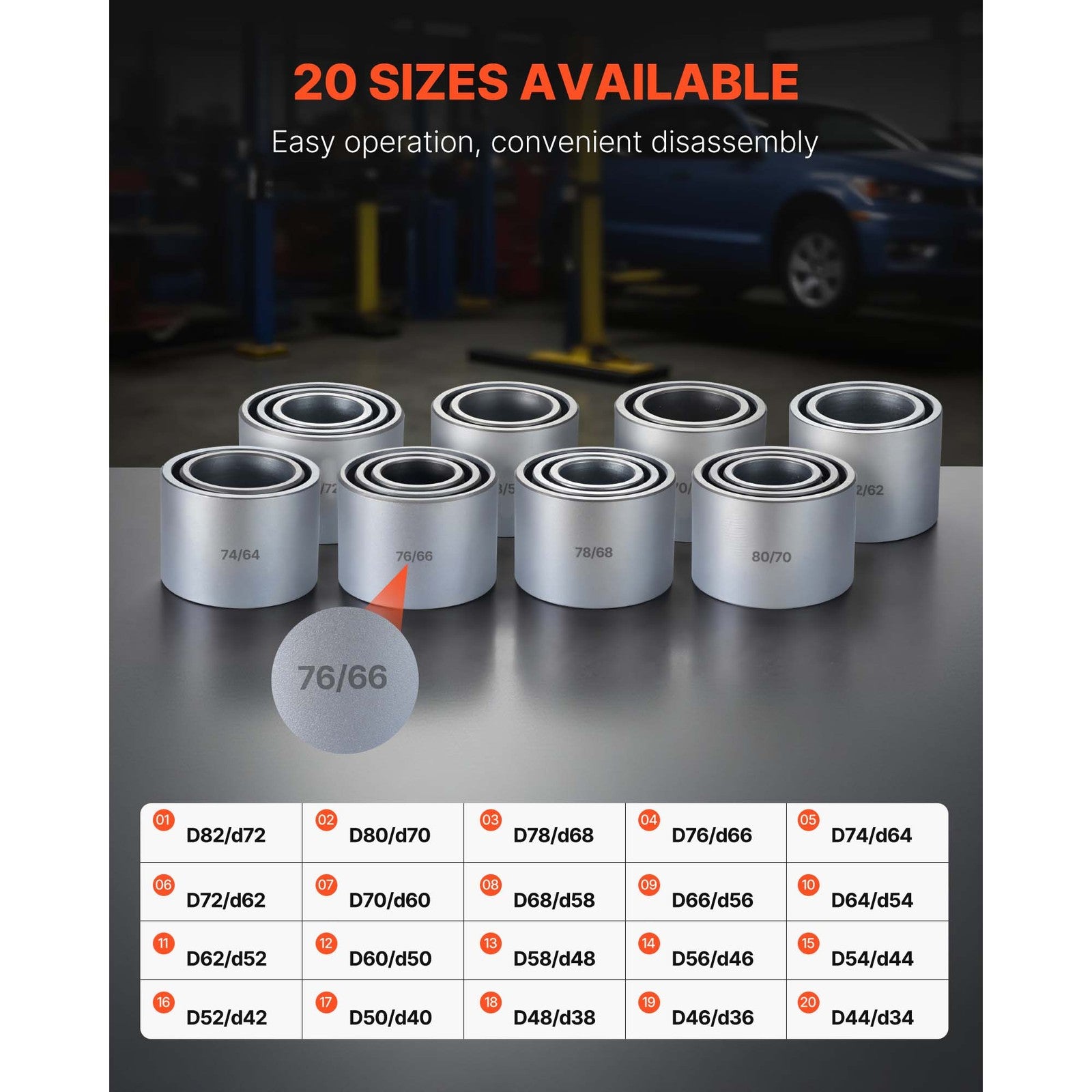 Uimoso 28PCS Pull & Press Sleeve Kit for Bush and Bearing Removal & Installation