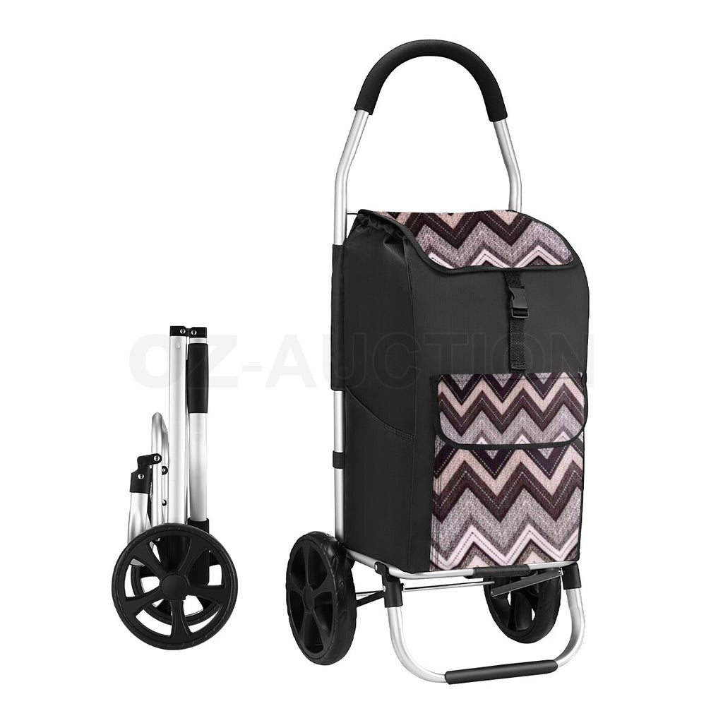 Foldable Aluminium Shopping Trolley – Grocery Cart with Wheels, Black