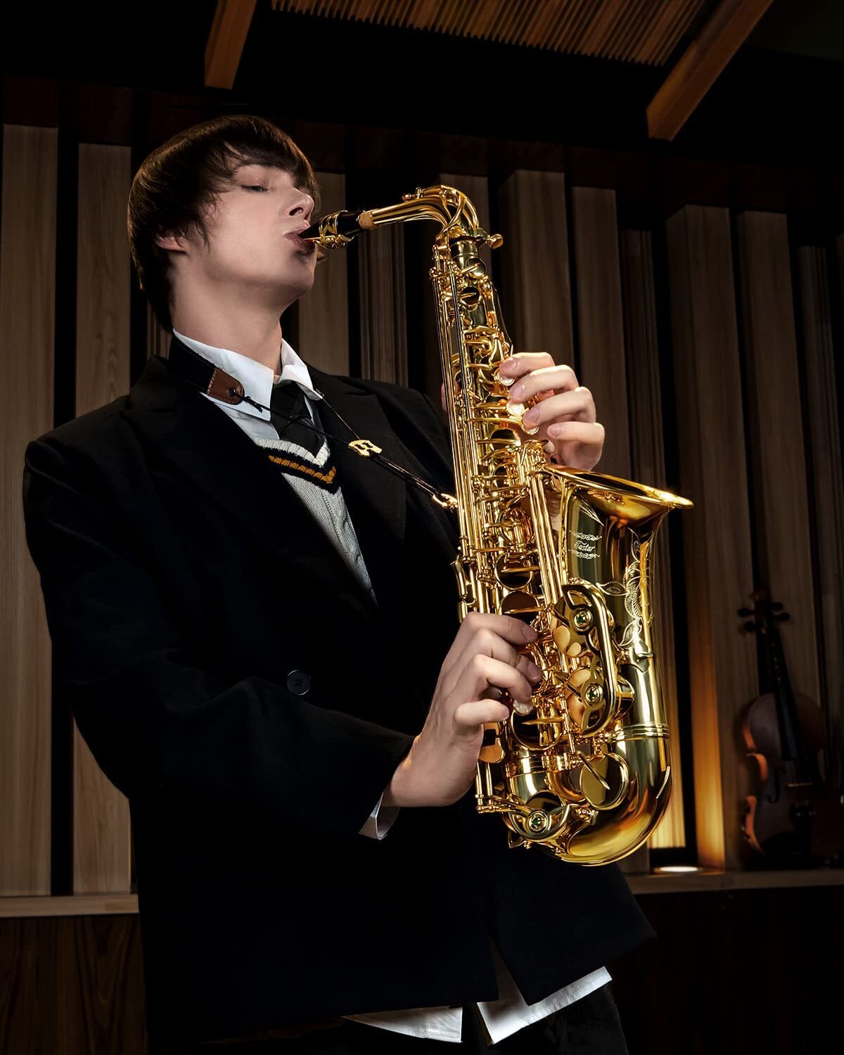Eastar E Flat Alto Saxophone Gold Lacquered Student Sax Band