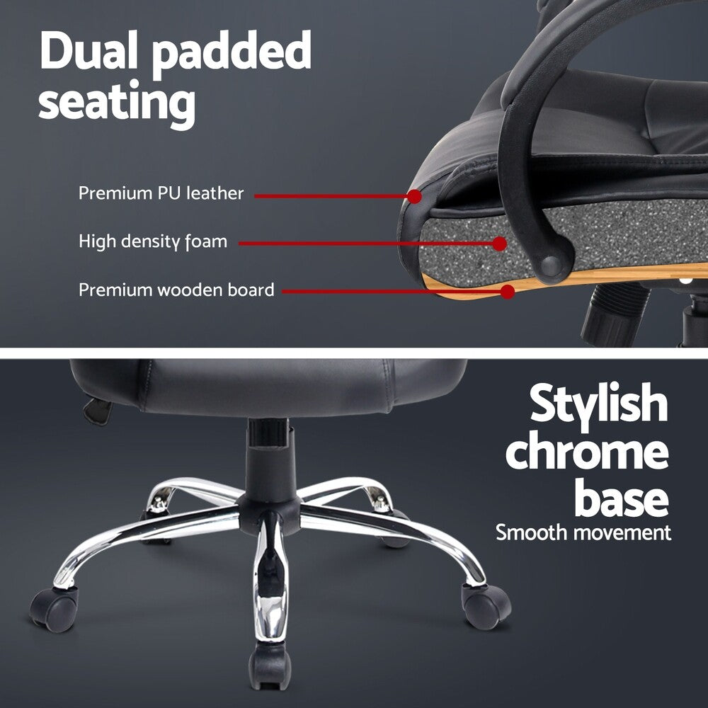 Executive Office Computer Gaming Chair PU Leather Tilt Black