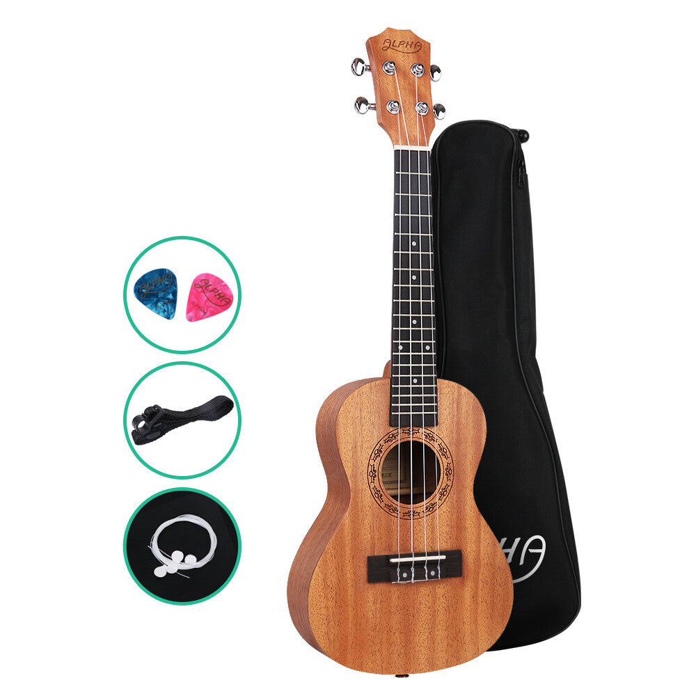 23" Ukulele Natural Mahogany Concert Beginner w/ Carry Bag