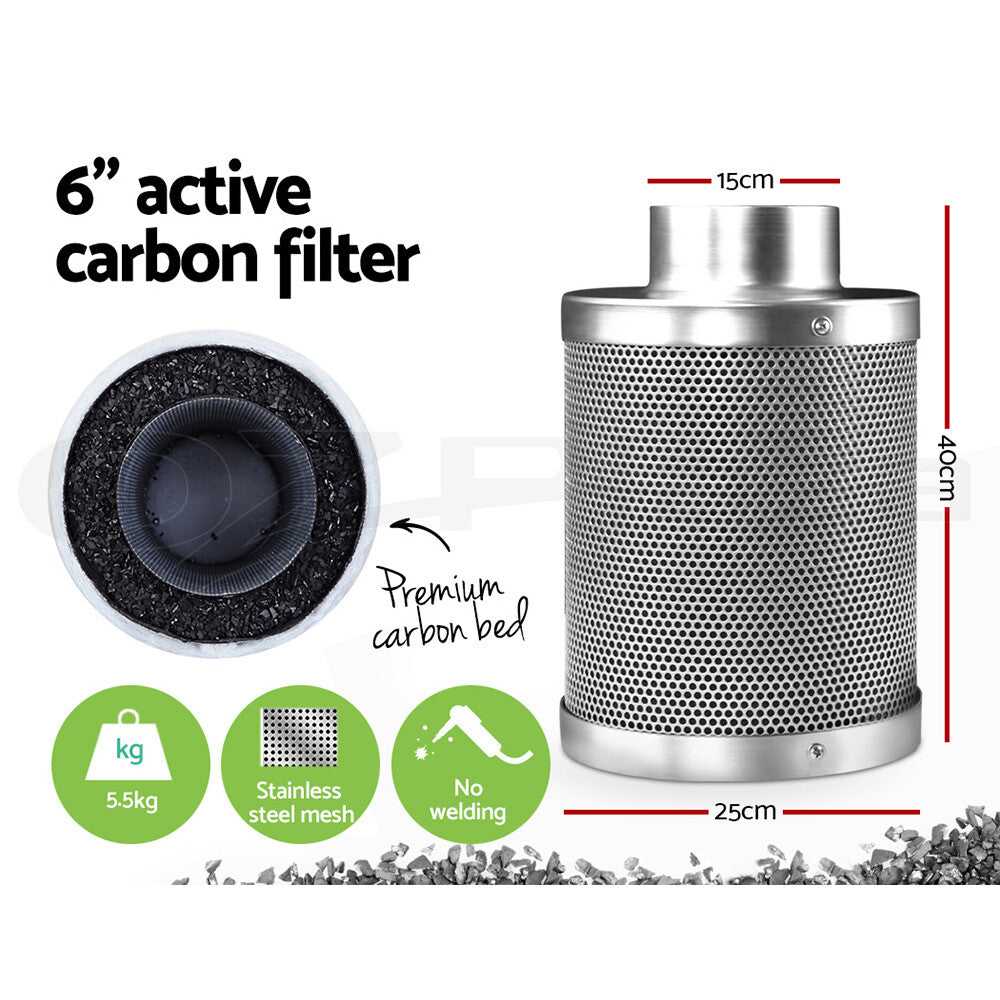 Fingers Grow Tent Kit 6" Hydroponics Ventilation Fan Carbon Filter